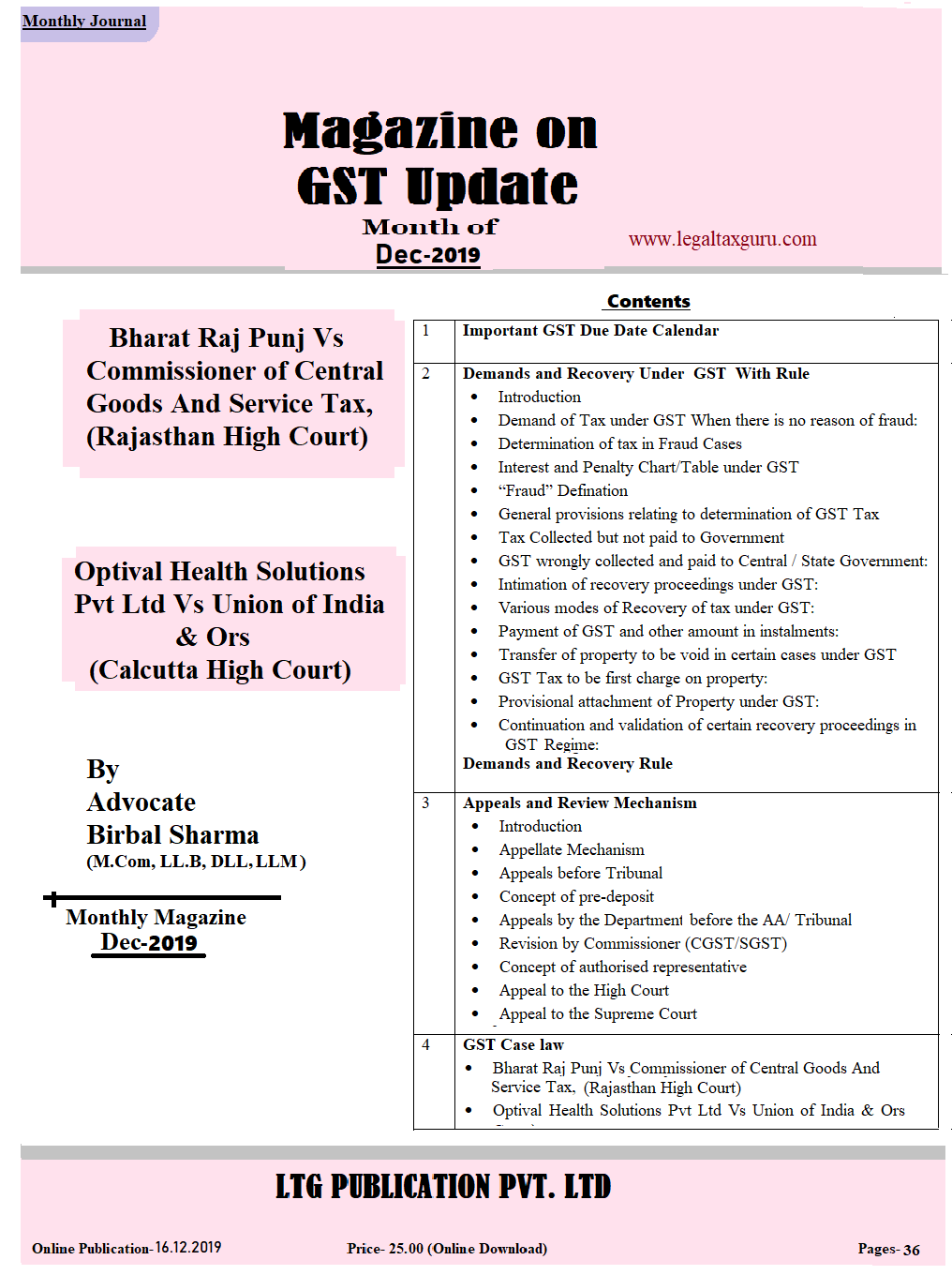 GST Update Month of December-2019(Digital) || Magazine on GST Update