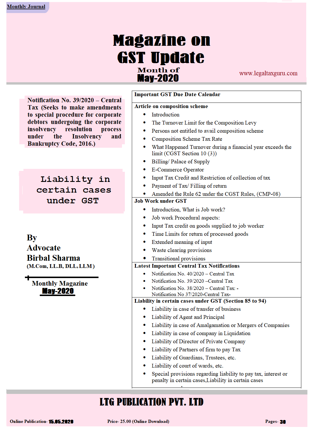 GST Update  Magazine Month of May-2020 || GST Magazine Update