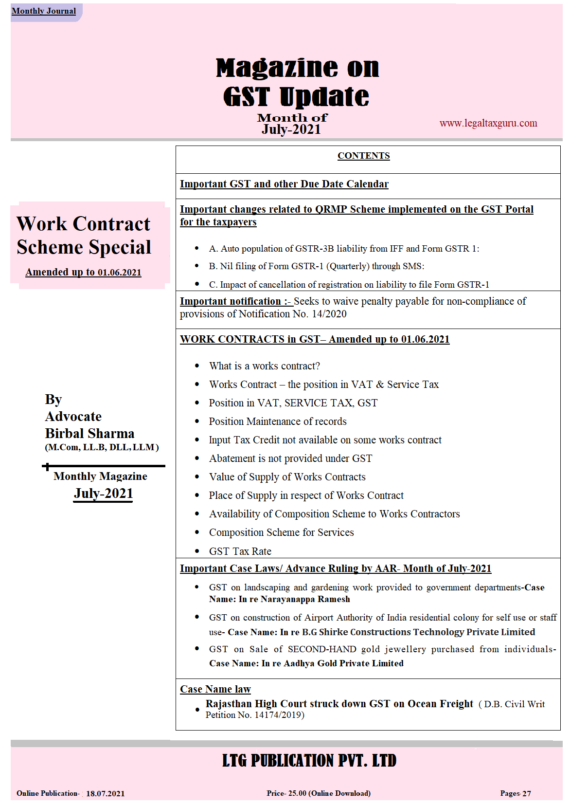 GST MAGAZINE UPDATE MONTH OF JULY 2021