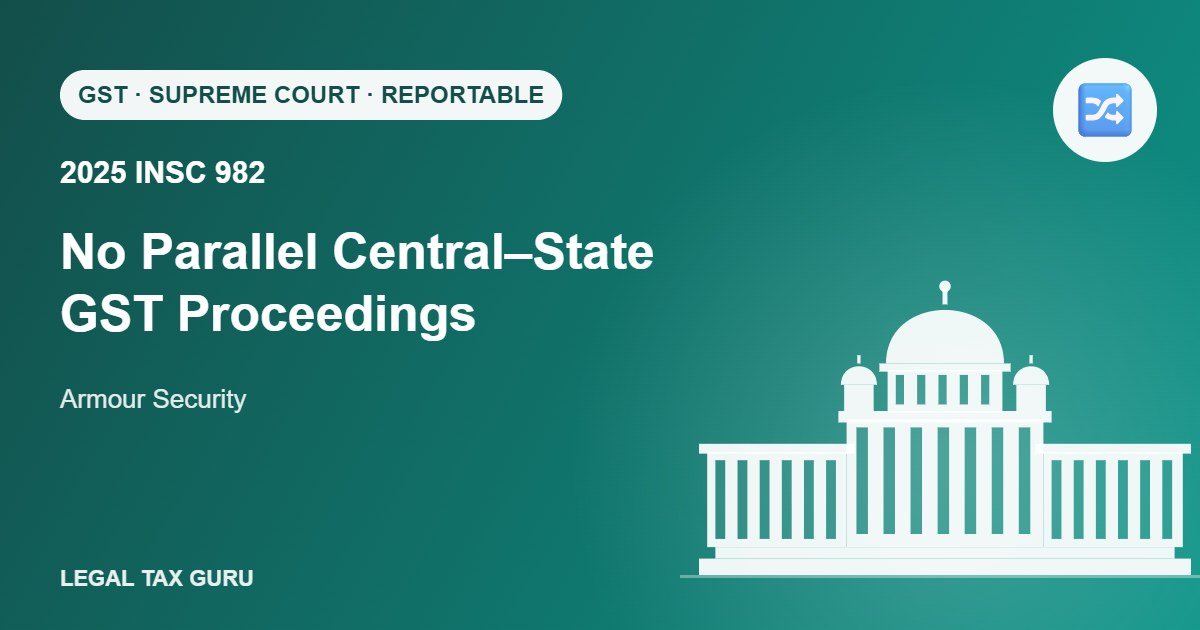 Supreme Court on Section 6(2)(b) CGST: No Parallel GST Proceedings After SCN [2025 INSC 982]