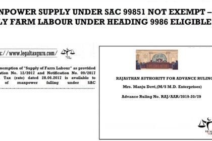 Manpower Supply under SAC 99851 Not Exempt – Only Farm Labour under Heading 9986 Eligible