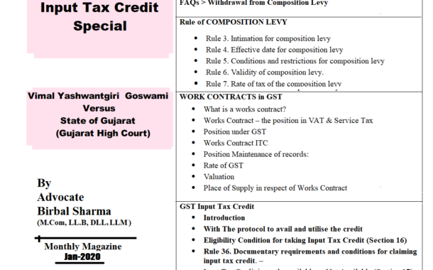 GST Magazine Update Month of Jan-2020 (Digital) || Input Tax Credit Special